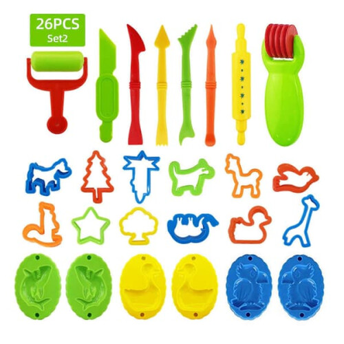 Play Dough Tools Set Plastic Molds and Cutters 26 Pieces 1