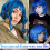 Natural Wavy Bob Wig with Bangs Blue 14 Inch 3