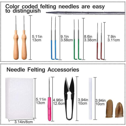 Needle Felting Kit Wool 24 Colors Complete Set 1