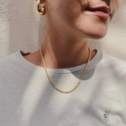 Men's Thick Twisted Rope Chain Necklace, 60cm Stainless 2