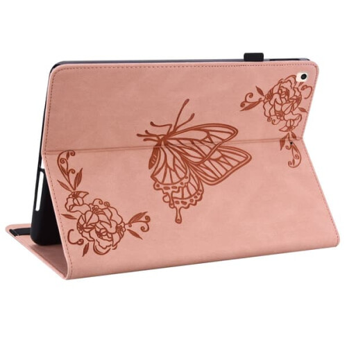 Capa de couro compatível com iPad 10.2 de 8ª geração (2020) com estampa de borboletas rosa. 2