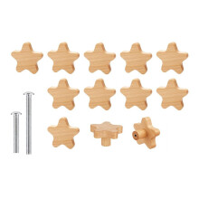 Pomelli per Cassettiera Boho: Confezione da 12 Manopole per Cassetti nel Legno Resistente Maniglie per Cassettiera nel Legno un Forma Stella con 24