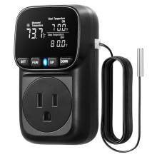 Controlador de Temperatura Digital, Termostato de 15 A/1800 W, Temporizador de Control de Calefacción y Refrigeración con Pantalla VA, Enchufe