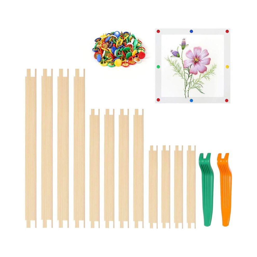 3 Size Wooden Needlepoint Stretcher Bars With Thumb Tacks And Tacks Remover, Diy Canvas Splicing Stretcher Frames 6031029764059