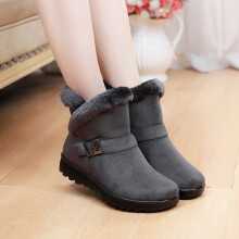 Women's Insulated Snow Boots Round Toe Slip-On Gray Size 12