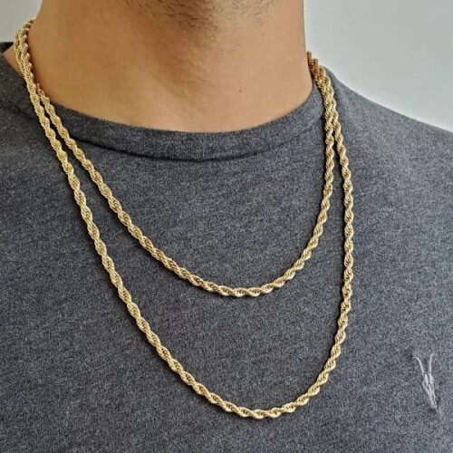 Men's Thick Twisted Rope Chain Necklace 60cm Stainless 1