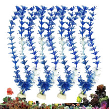 Plantes artificielles pour aquarium, bleues et blanches, 30 cm (4 pièces)