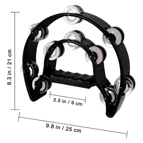 Half Moon Tambourine Double Metal Percussion with Ergonomic 1
