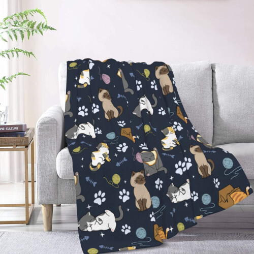 Cute Cats Fleece Throw Blanket 50" x 40" 1