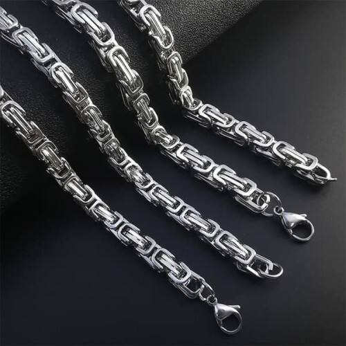 Silver bracelet chain 6 mm  22 cm 1