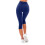 Calça legging capri feminina de cor sólida com cintura elástica. 4