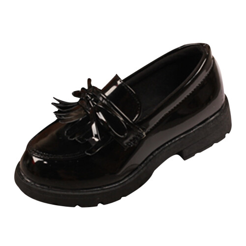 Mädchen-Lederslipper mit Quaste und Schleife, Schulkleid 1