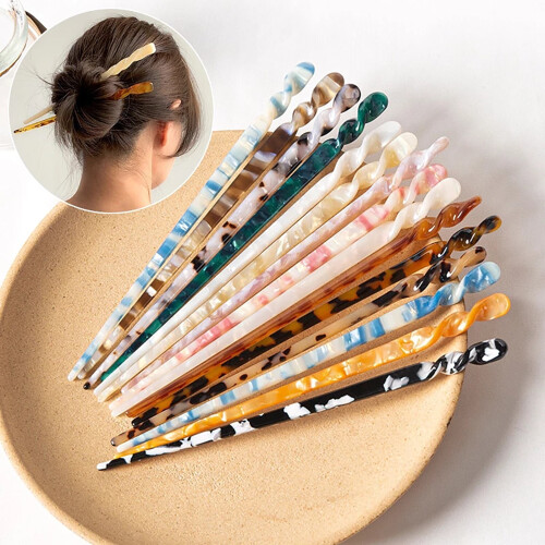 Bastoncini per capelli in acetato stile francese vintage, 3 pezzi