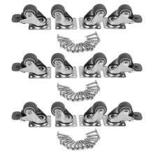 12 Pack 1 Inch Low Profile Casters Wheels Soft Rubber Swivel Caster with 360 Degree Top Plate 100 Lb Total Capacity
