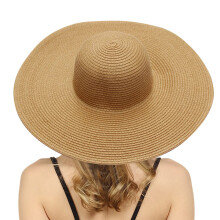 Chapéu de palha dobrável feminino para o verão, com aba larga.