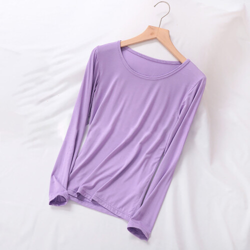 Top da pigiama da donna a maniche lunghe con scollo rotondo