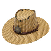 Chapéu de cowboy Fedora de palha com proteção solar, unissex para adultos.