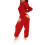 Dames jumpsuit/pyjama met capuchon van imitatiewol, rood, maat 1