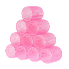 Set di 10 bigodini autoportanti fai-da-te da 1,9 pollici, colore rosa