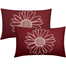 Vinröda örngott i ländryggen med prästkrage, 30x50 cm, 2-pack