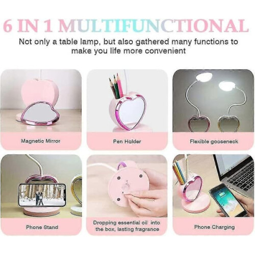 LED Desk Lamp for Kids Dimmable Rechargeable Pink 2