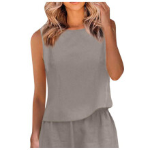 Dames crop top van linnen, zomerse casual mouwloze