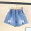 Blå denimshorts til piger, størrelse 6-7 år 2