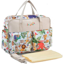 Bolsa de fraldas feminina em nylon, tamanho grande, com alça de ombro.