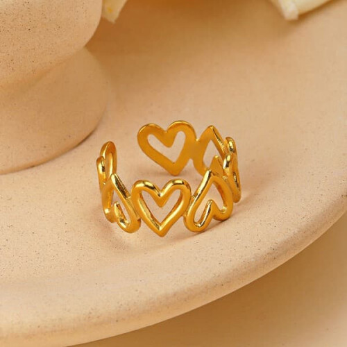 Silver Heart-Shaped Ring Basic Style 2