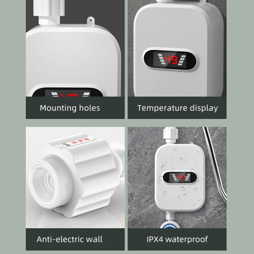 Chauffe-eau électrique instantané avec écran LCD, acier inoxydable 304 2