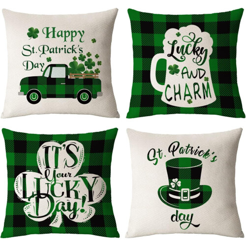 Housses de coussin pour la Saint-Patrick 18x18, ensemble de trèfles verts