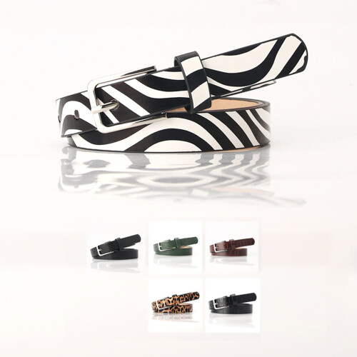 Női műbőr zebra leopárdmintás öv