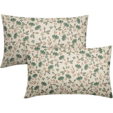 Fodere per cuscini floreali, marrone e verde, 30x50 cm, set da 2