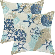Conjunto de 2 capas de almofada estilo costeiro, turquesa e azul marinho, 50x50cm (20x20 polegadas).