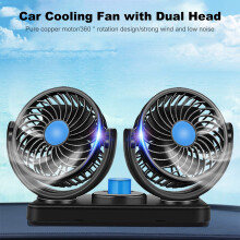 Ventilátor do auta s dvojitou hlavou, 12V, 2 rychlosti, otočný, tichý