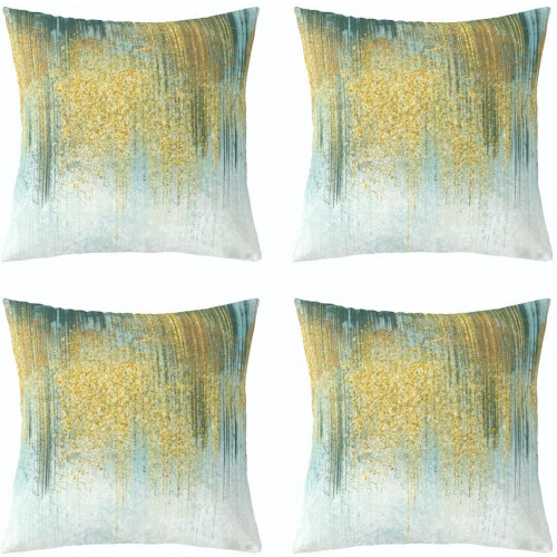 Conjunto de capas de almofada reversíveis verde-azulado e dourado, 45x45 cm (18x18 polegadas)