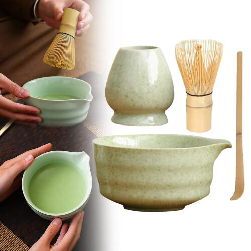 Set di fruste da matcha con ciotola e supporto in ceramica (5 pezzi)