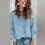 Damen-Langarmpullover mit Rundhalsausschnitt, hohlgestrickt, einfarbig 1