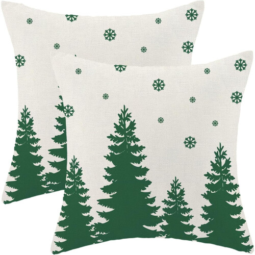 Capas de Almofada de Natal 45x45cm (Conjunto de 2) Branco e Verde Sálvia