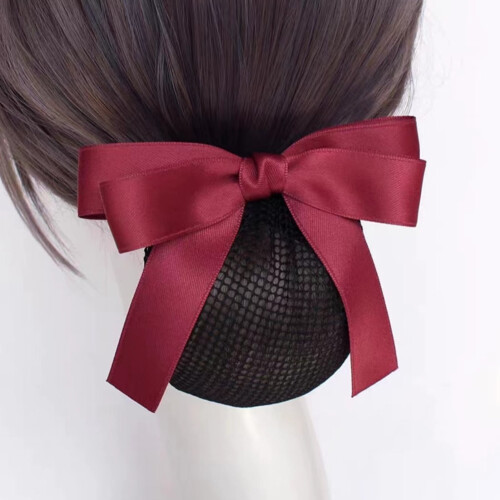 Rede de cabelo feminina com laço, estilo rede, cor vinho
