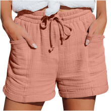 Pantaloncini da donna casual con coulisse in vita elasticizzata e tasche