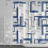 Geometrisk duschdraperi Vit Blå Grå 180x225 cm 1