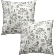 Fodere per cuscini grigie in stile country francese, in cotone, 40x40 cm, confezione da 2