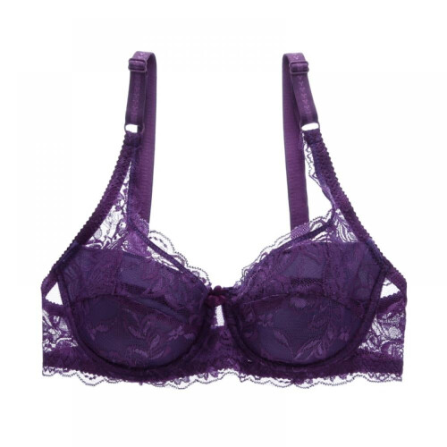 Damen-Push-up-BH aus Spitze, ungefüttert, mit Bügeln, lila, Größe 40B