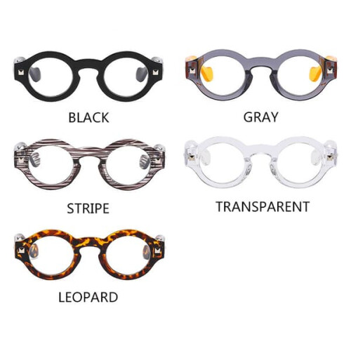 Blue Light Blocking Round Reading Glasses Retro Leopard 0 1