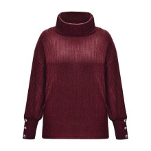 Suéter feminino plus size de gola alta em tricô