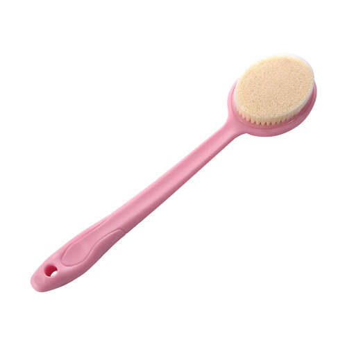 Körperbürste mit langem Griff, Naturborsten, Rosa