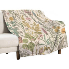 Sage Green Fleece Throw Blanket Wildflowers 40x50 inch