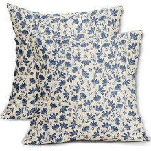 Conjunto de 2 capas de almofada florais em linho, 45x45 cm (18x18 polegadas).