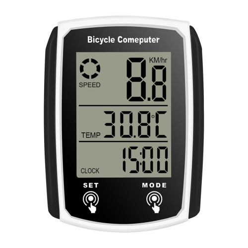 Bedrade fietscomputer met touchscreen, snelheidsmeter en kilometerteller, 19 functies.